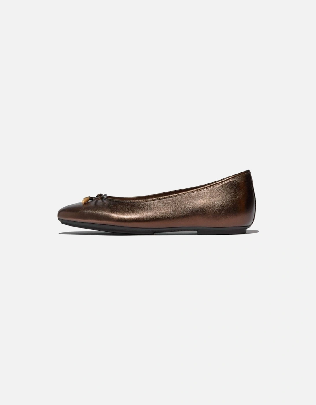 Women's Delicato Bow Soft Metallic-Leather Ballet Flats Chocolate Brown, 9 of 8
