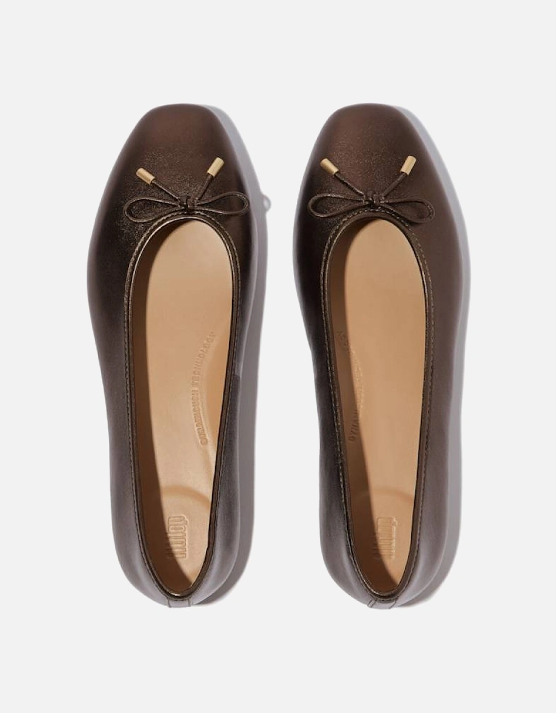 Women's Delicato Bow Soft Metallic-Leather Ballet Flats Chocolate Brown
