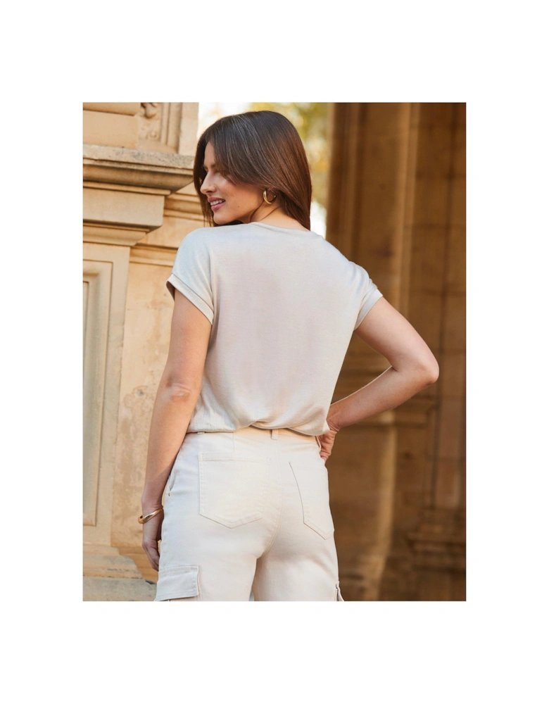 Champagne Gold Metallic Jersey T Shirt
