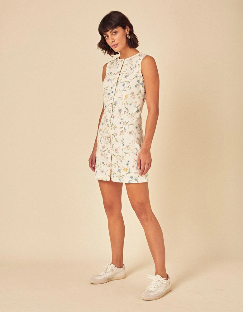 Denim Ned Mini Ottoline Dress - White