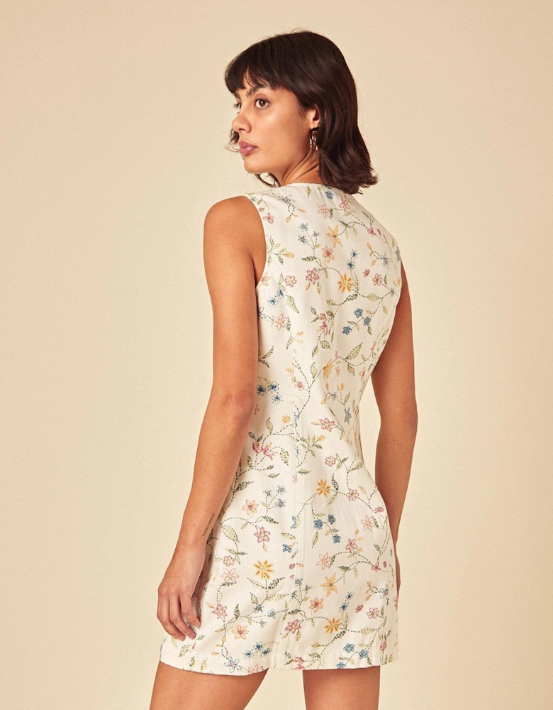 Denim Ned Mini Ottoline Dress - White