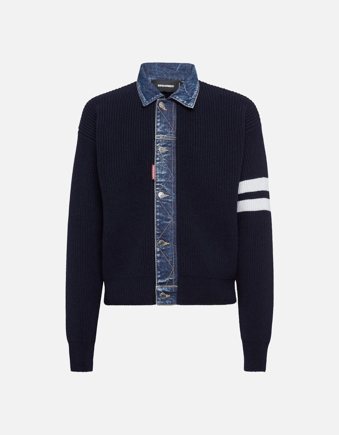 Denim Wool Mix Cardigan Navy, 3 of 2