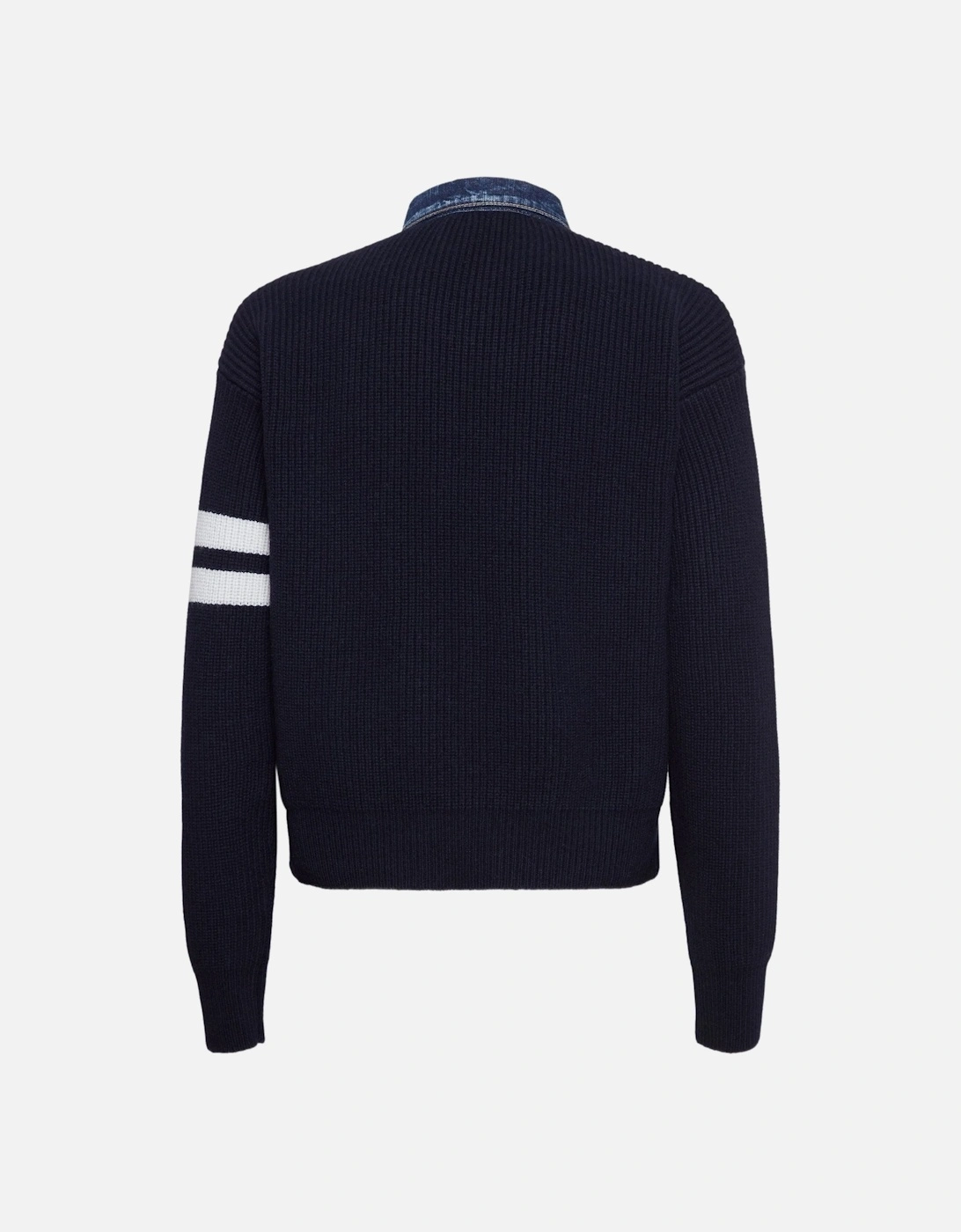 Denim Wool Mix Cardigan Navy