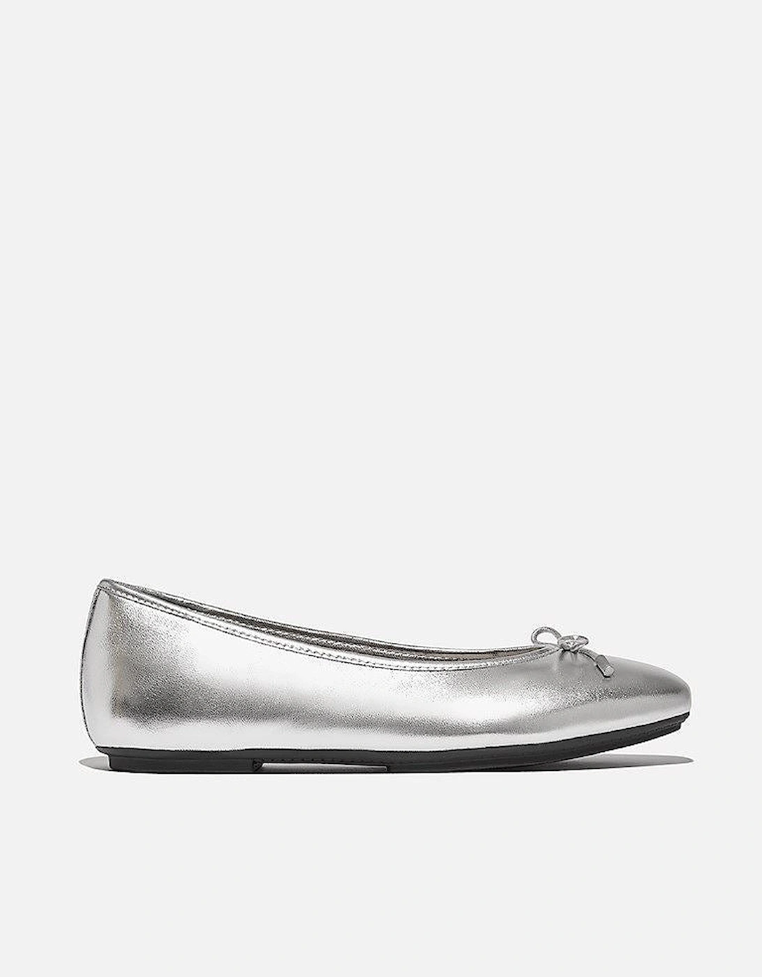Delicato Metallic Leather Women's Silver Ballet Flats, 7 of 6