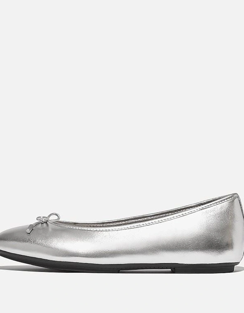 Delicato Metallic Leather Women's Silver Ballet Flats