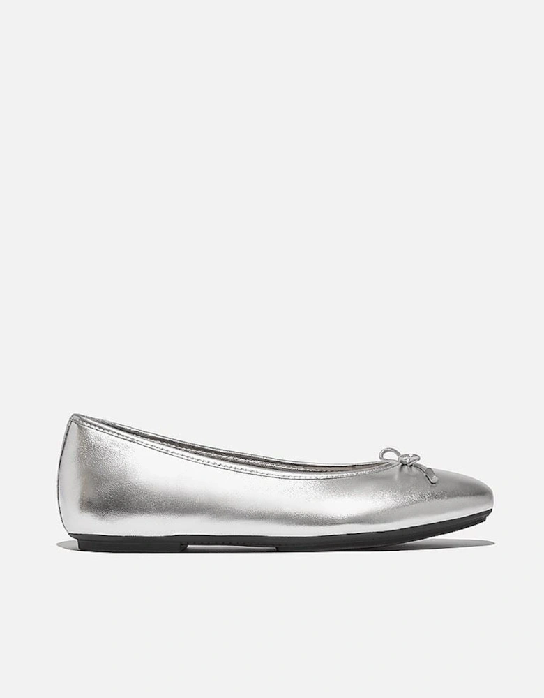 Delicato Metallic Leather Women's Silver Ballet Flats