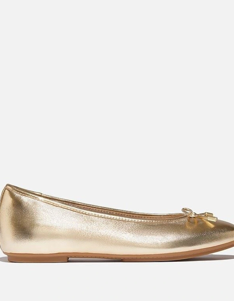 Delicato Metallic Leather Women's Platino Ballet Flats