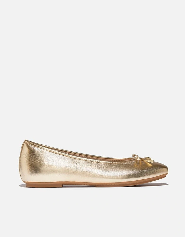 Delicato Metallic Leather Women's Platino Ballet Flats