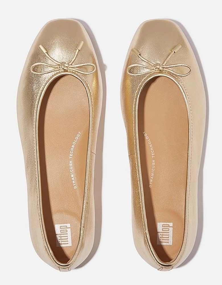 Delicato Metallic Leather Women's Platino Ballet Flats
