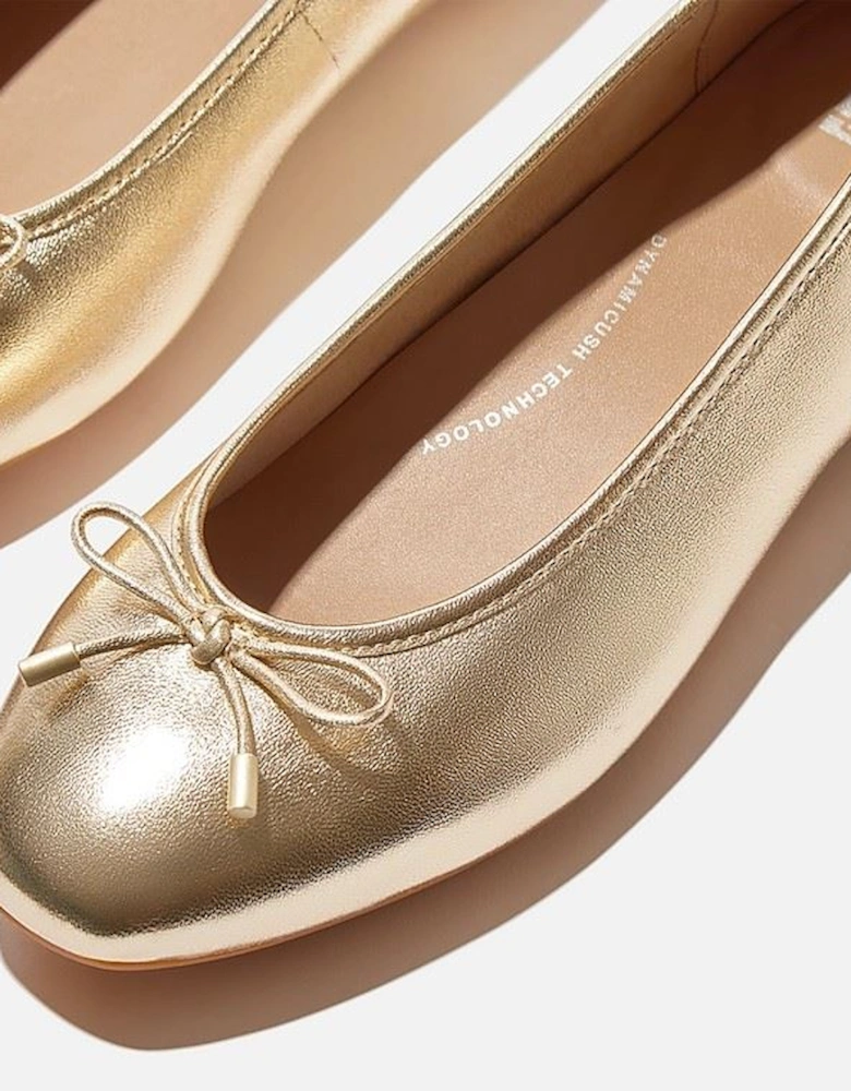 Delicato Metallic Leather Women's Platino Ballet Flats
