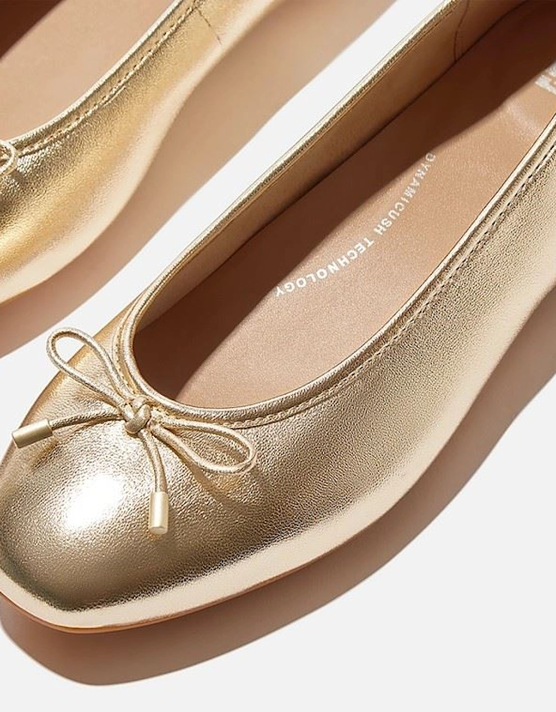 Delicato Metallic Leather Women's Platino Ballet Flats