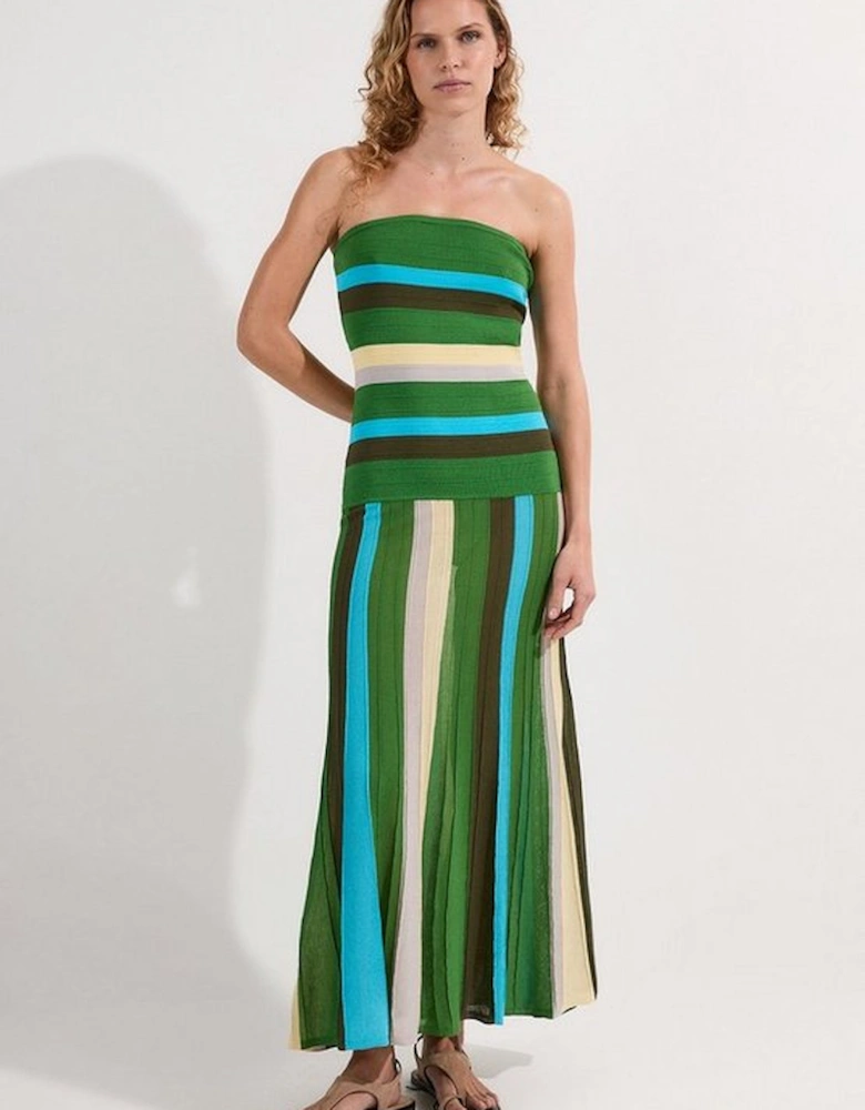 Striped Bardot Knit Maxi Dress