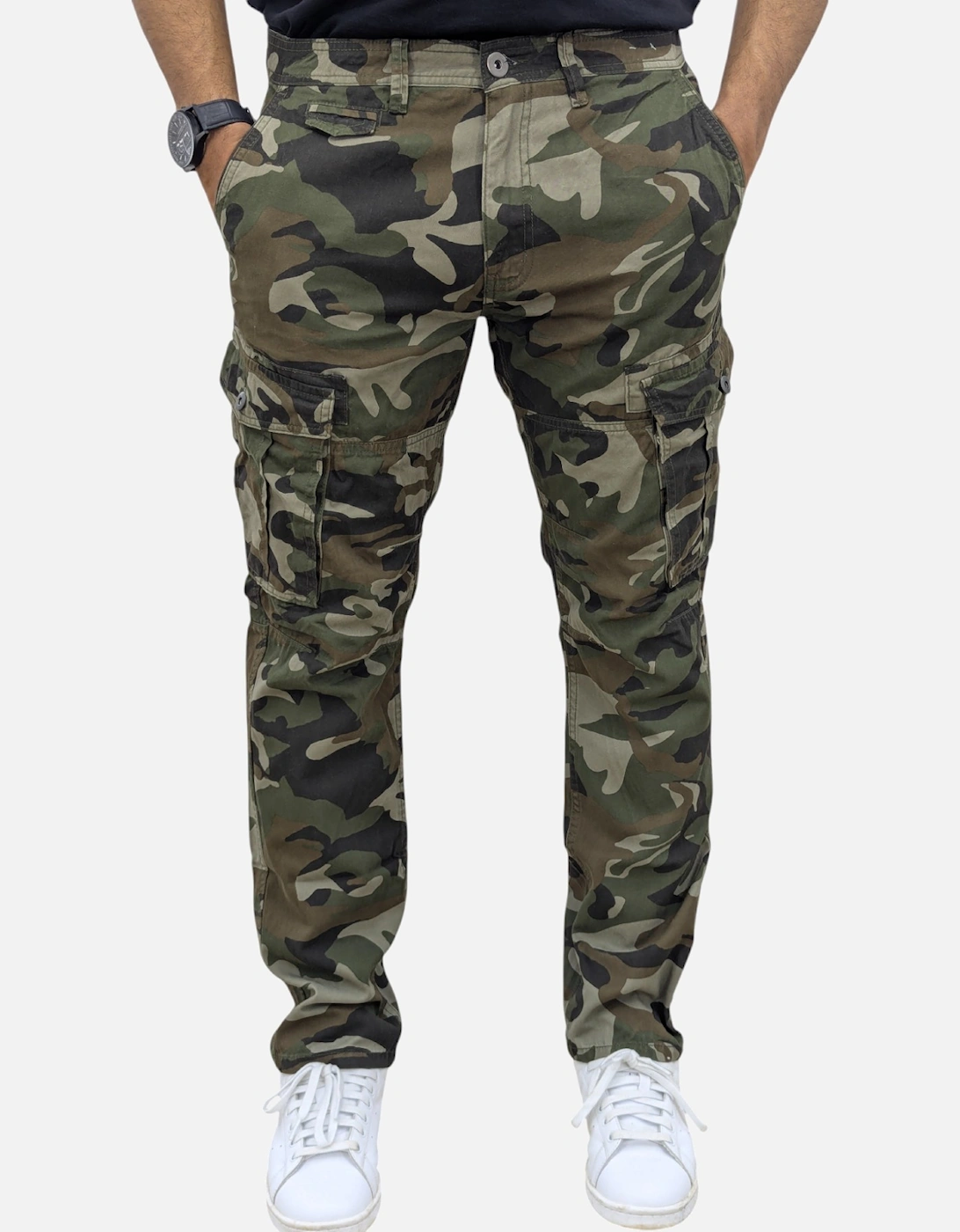 Mens Cargo Trousers Combat Pants Regular Fit Cotton Chino WorkWear Casual Bottom