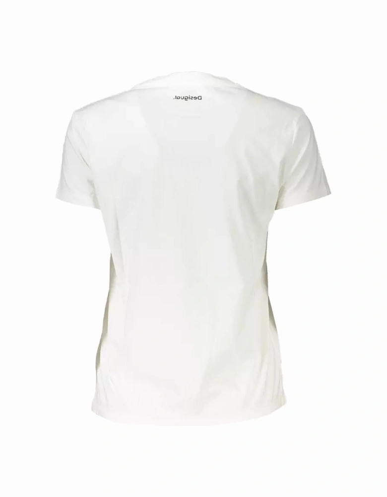 Logo Print Short Sleeve T-Shirt with Round Neckline Women - White