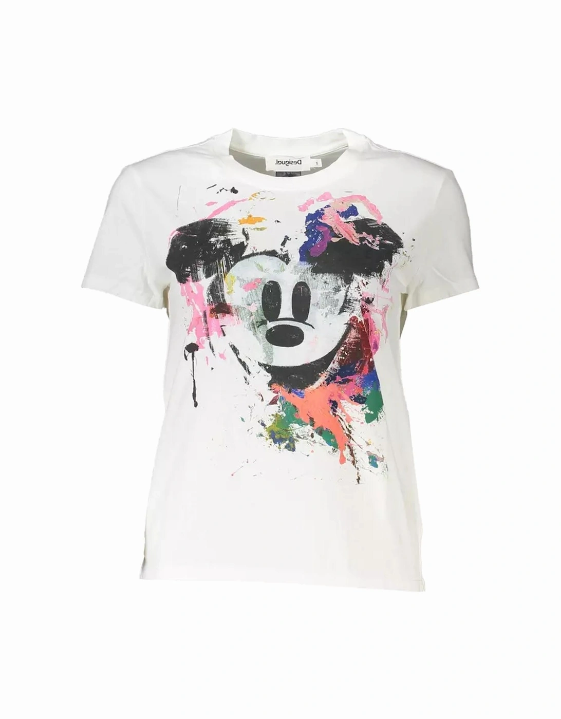 Logo Print Short Sleeve T-Shirt with Round Neckline Women - White, 3 of 2