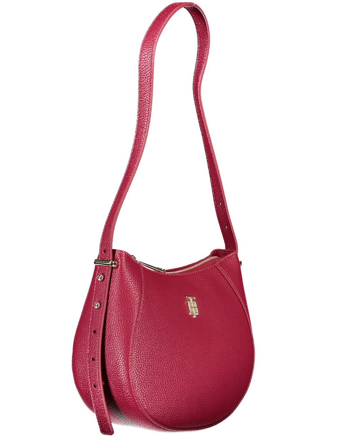 Versatile Red Shoulder Bag with Adjustable Strap and Zip Closure Women