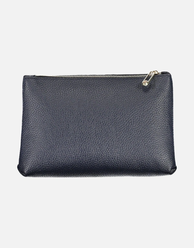 Chic Blue Pochette with Bold Accents and Secure Zip Closure Women