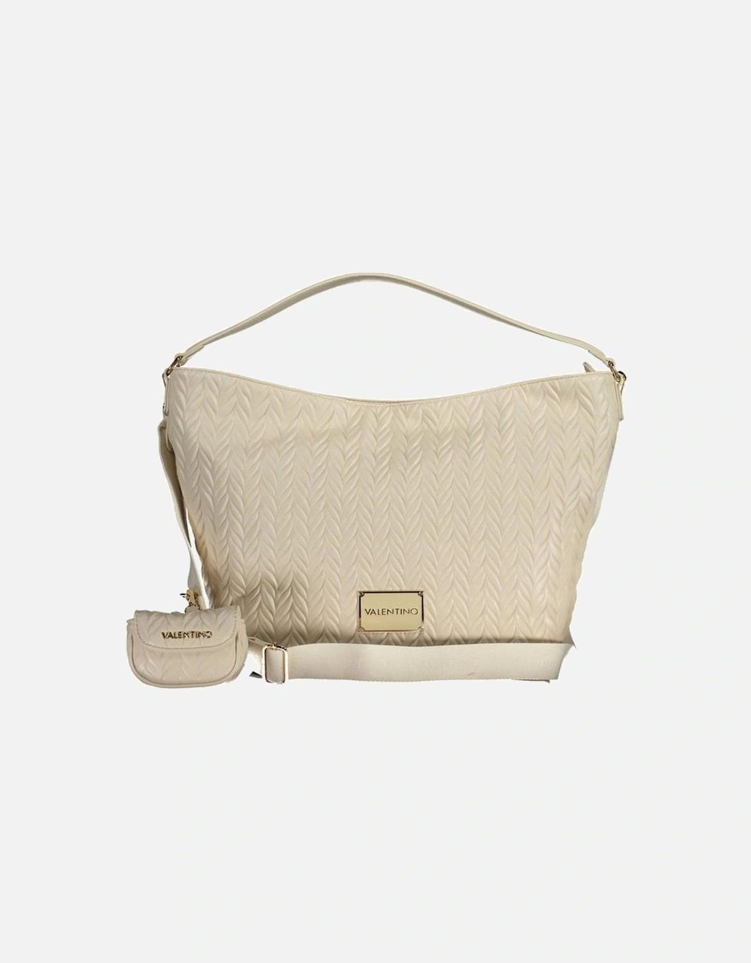 Recycled Handle Bag with Removable Shoulder Strap Women - White