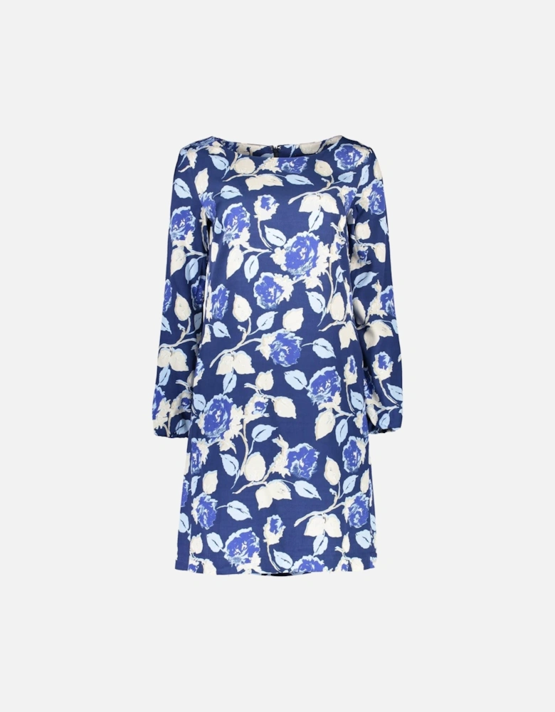 Blue Long Sleeve Short Dress with Modern Zip Detail by Women Dresses