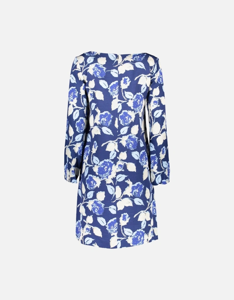 Blue Long Sleeve Short Dress with Modern Zip Detail by Women Dresses