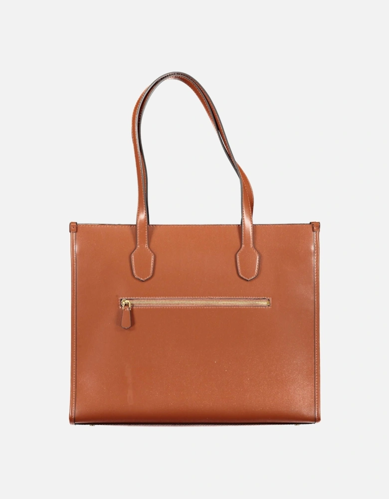 Brown Handbag with Shoulder Handles and Multiple Compartments Women