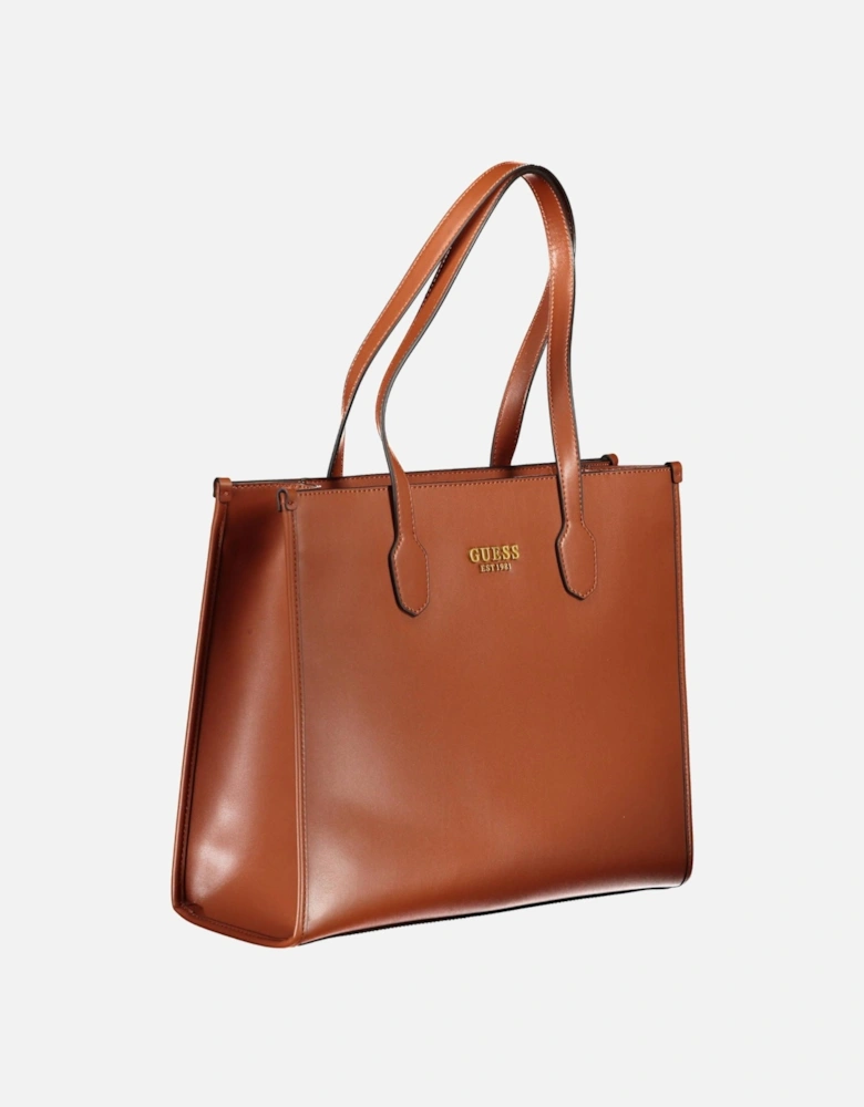 Brown Handbag with Shoulder Handles and Multiple Compartments Women