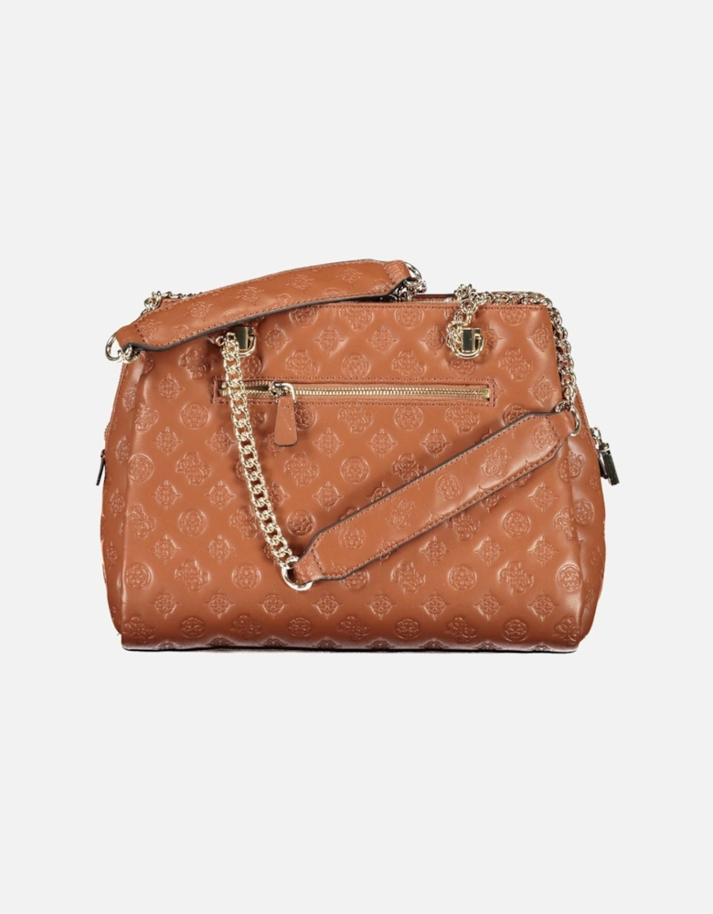Elegant Chain Handle Handbag with Multiple Compartments Women - Brown