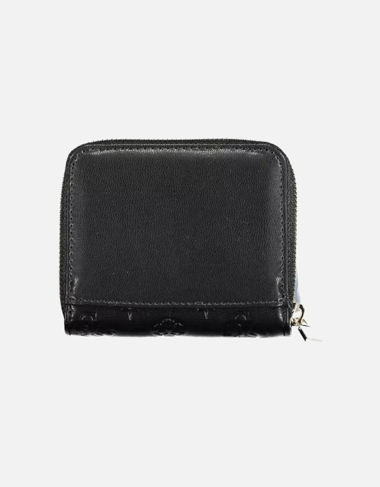 Contrasting Detail Wallet with Zip and Button Closure Women - Black