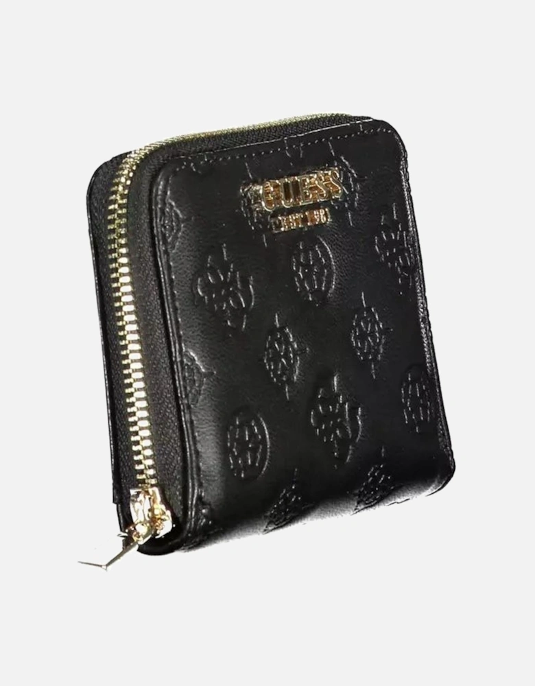 Contrasting Detail Wallet with Zip and Button Closure Women - Black