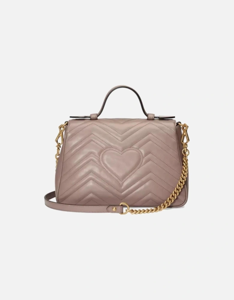 Beige Matelasse Leather GG Marmont Handbag with Double G Emblem Women