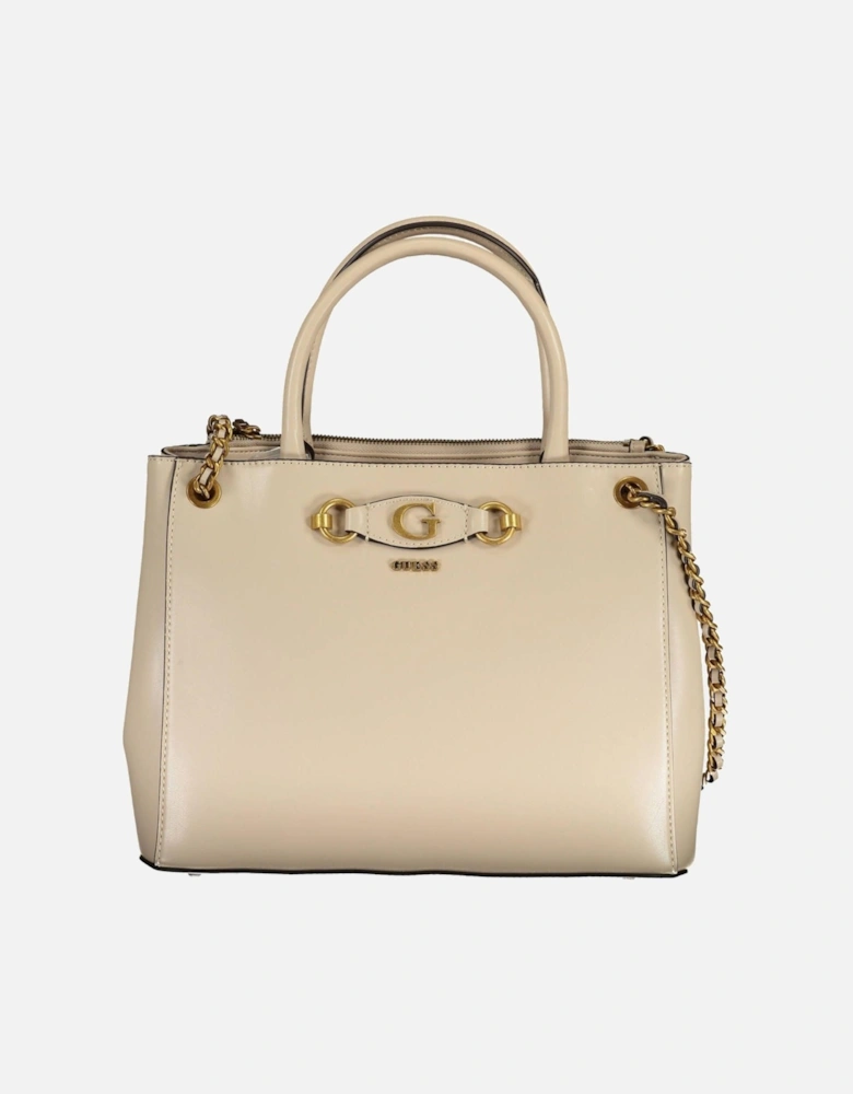 Beige Handbag with Versatile Carrying Options and Spacious Interior