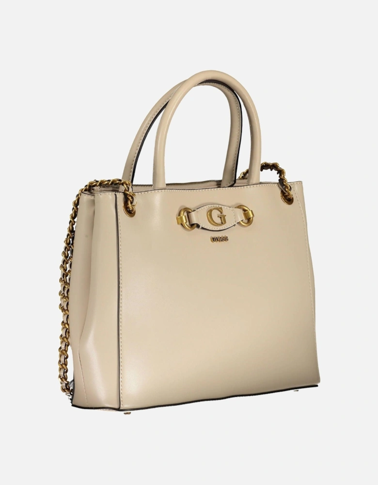 Beige Handbag with Versatile Carrying Options and Spacious Interior