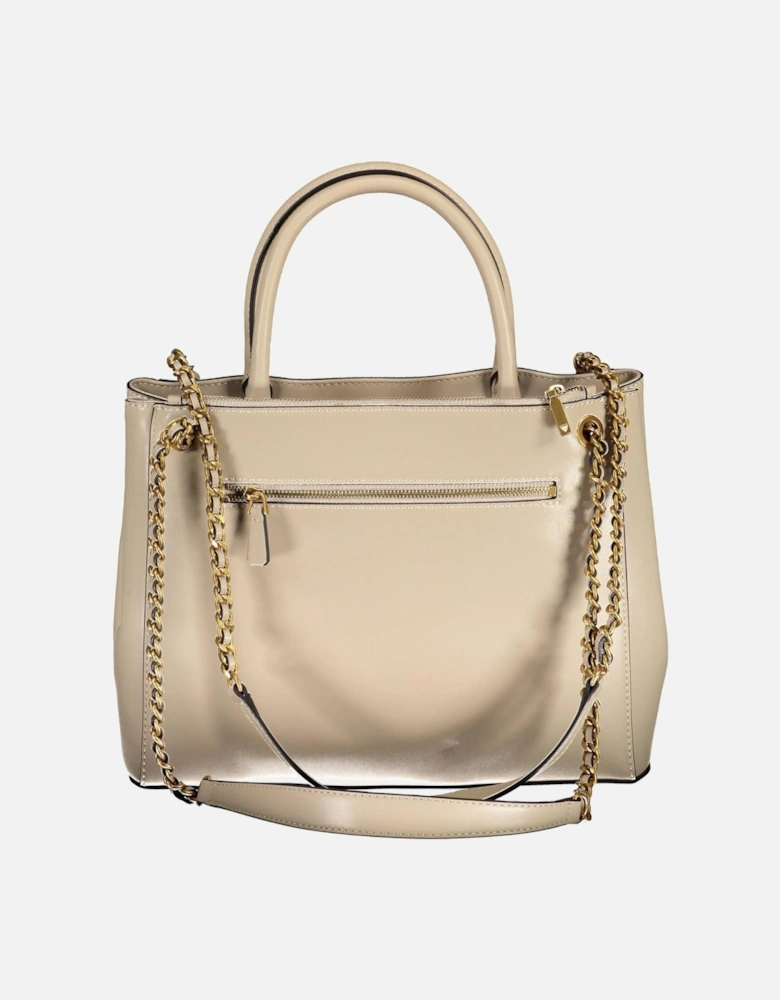 Beige Handbag with Versatile Carrying Options and Spacious Interior