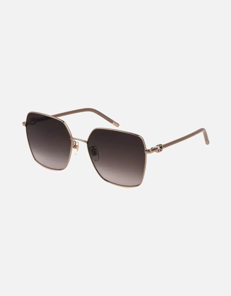 Metal Frame Square Lens Sunglasses with Smoked Lens and Contrasting