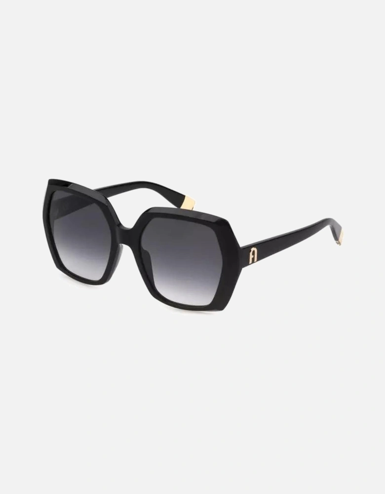 Acetate Square Lens Sunglasses with Contrasting Details Women - Black