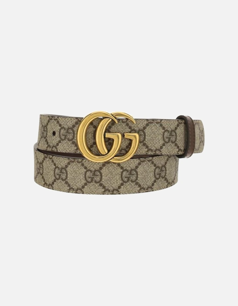 Reversible GG Supreme Pattern Belt with Brass Buckle Women - Brown