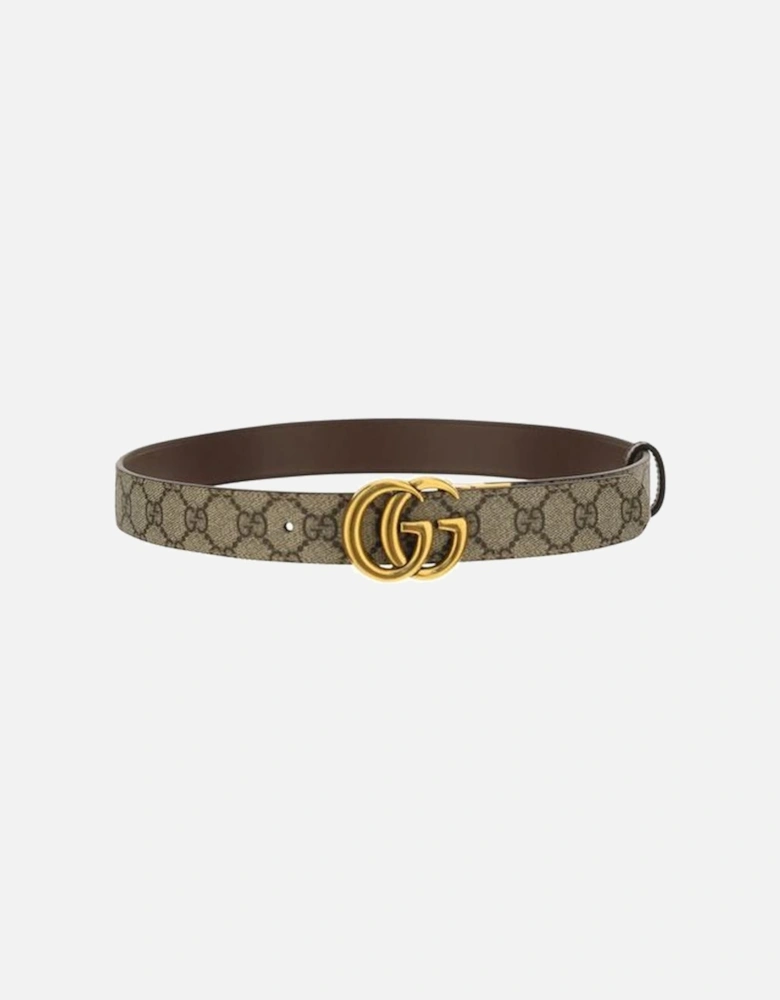 Reversible GG Supreme Pattern Belt with Brass Buckle Women - Brown
