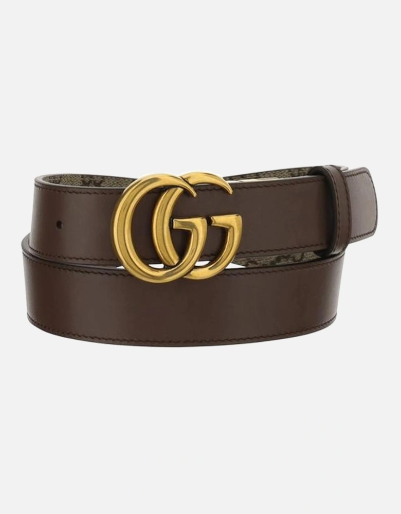 Reversible GG Supreme Pattern Belt with Brass Buckle Women - Brown