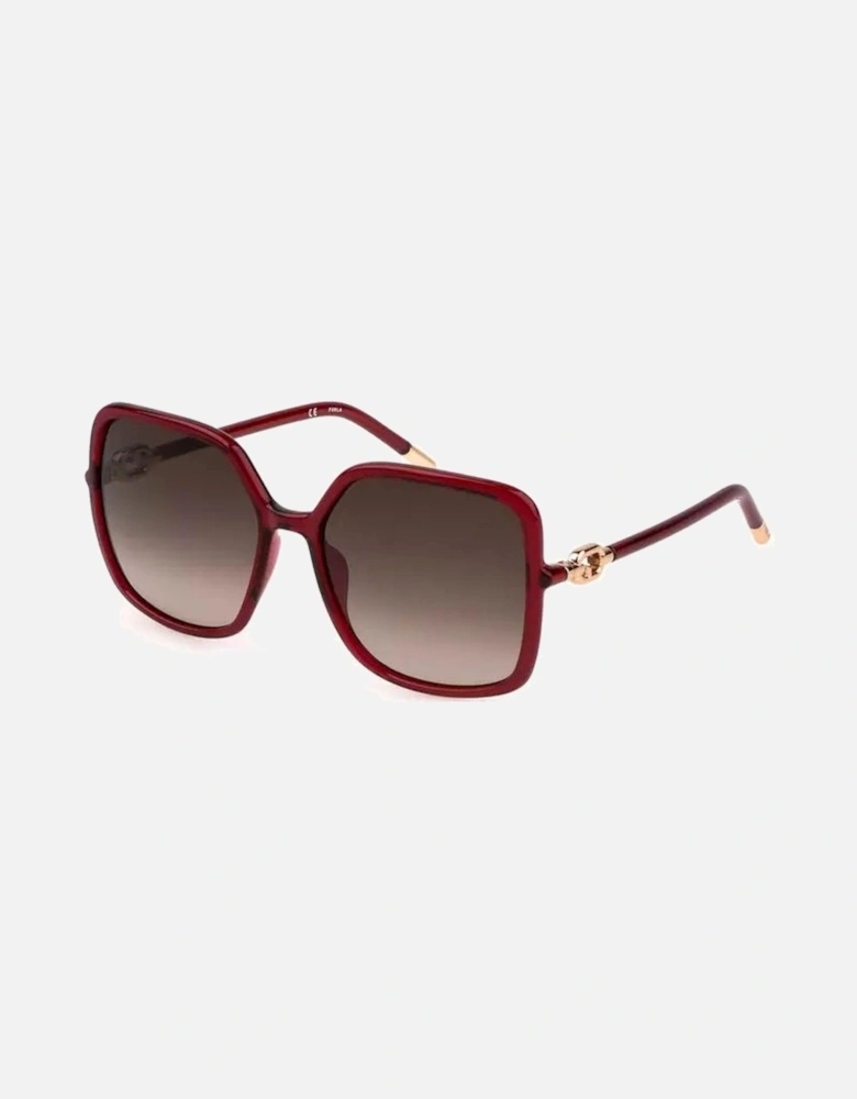 Contrasting Detail Square Lens Sunglasses Women - Red