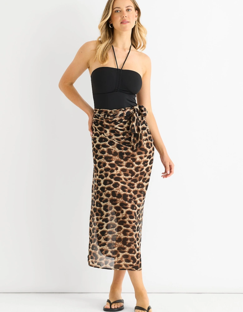 Brown Animal print Multiwear Beach Sarong