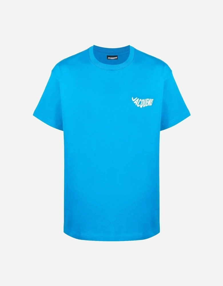 Le Vague Print Logo Wave T-Shirt in Blue