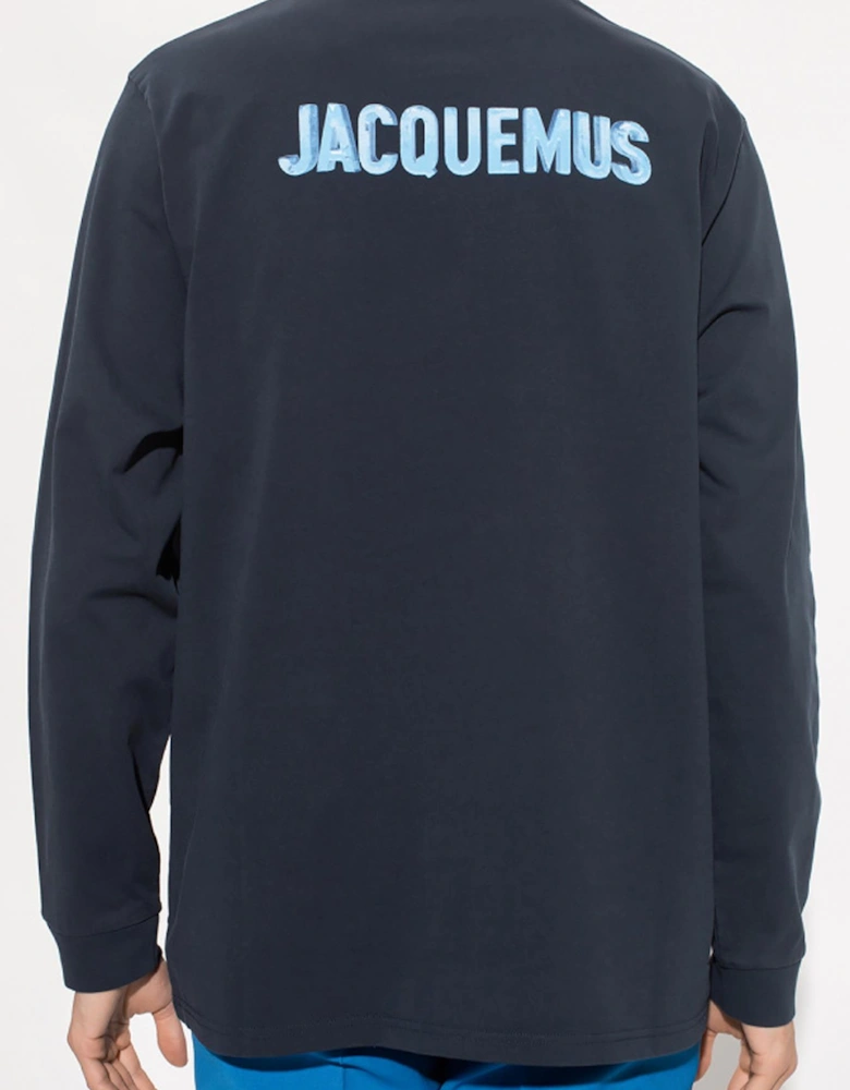Le T-Shirt Gelo Print Ice Long Sleeved T-Shirt in Navy