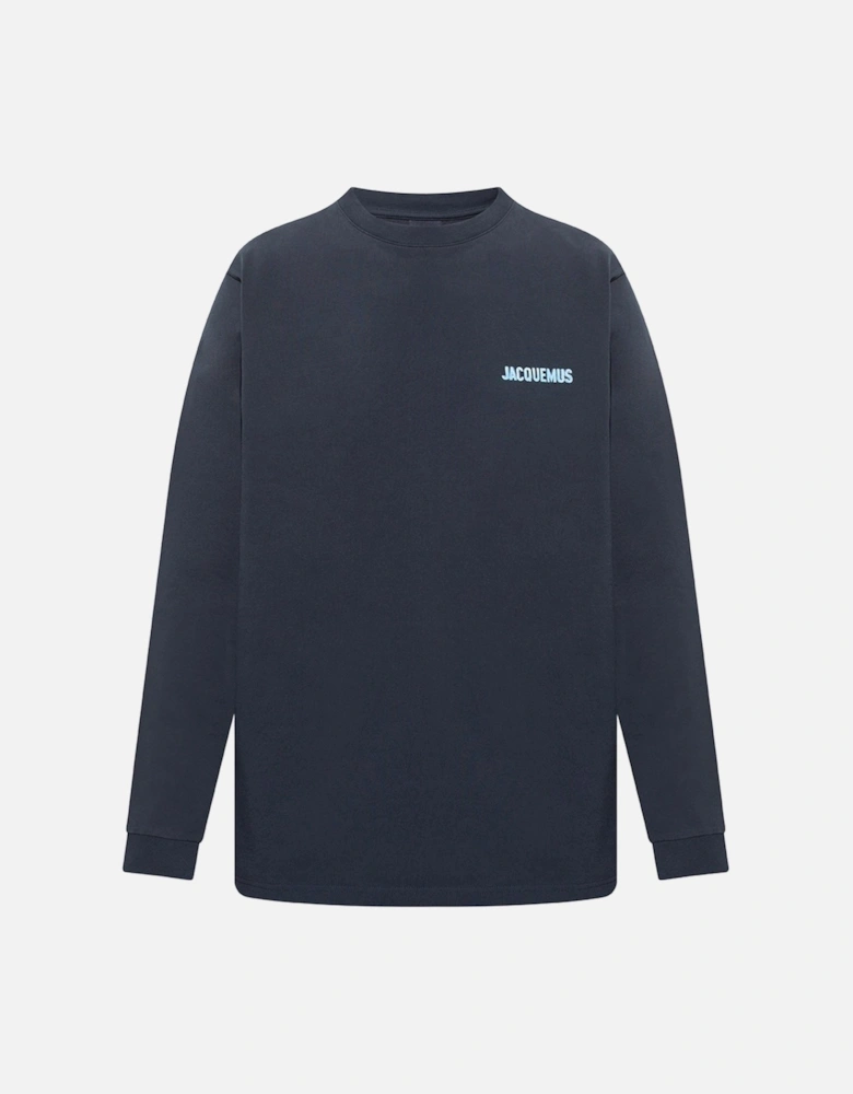 Le T-Shirt Gelo Print Ice Long Sleeved T-Shirt in Navy