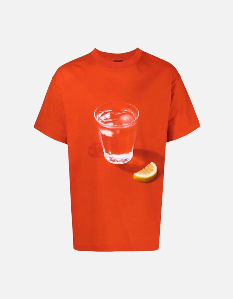 Le T-Shirt Print Water Glass Lemon in Orange
