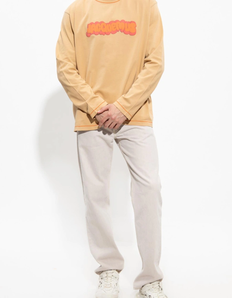 Pate A Modeler Print Logo Paste Le Long Sleeved T-Shirt in Beige