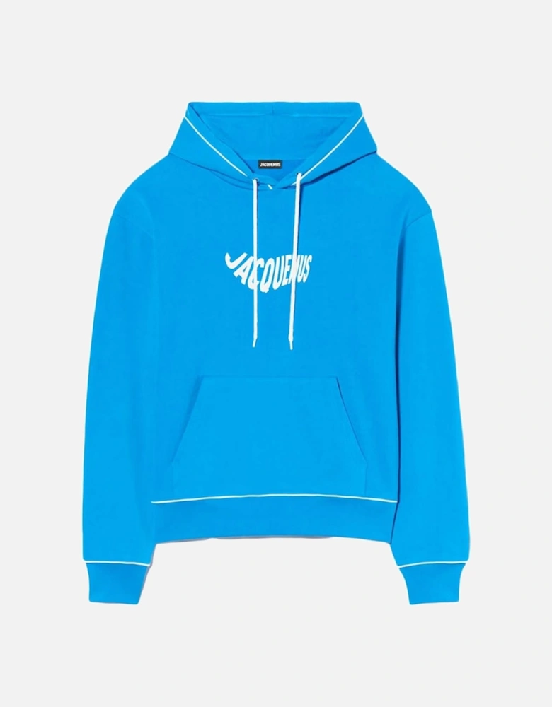 Le Sweatshirt Vague Print Logo Hoodie in Wave Blue