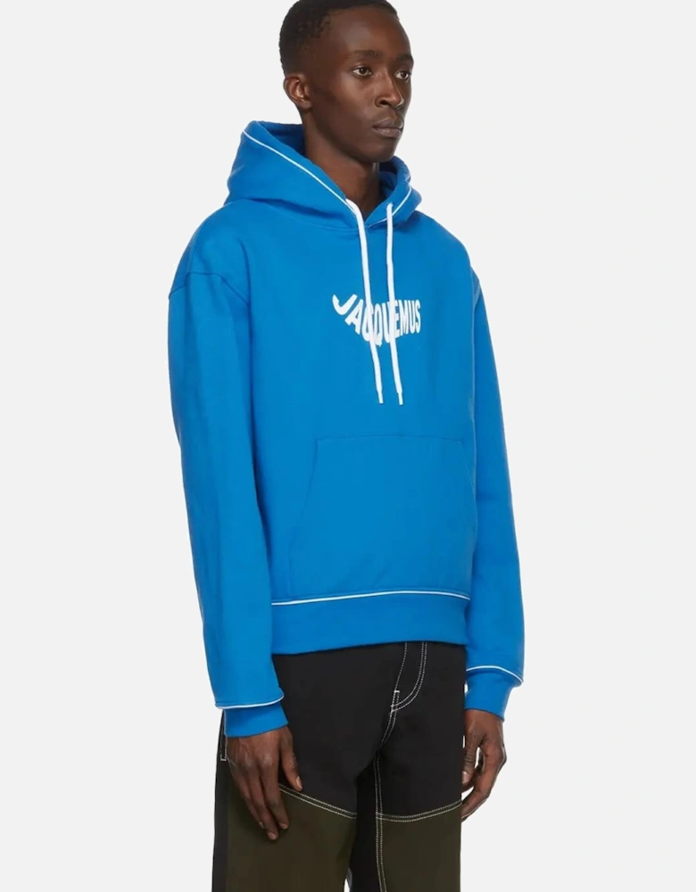 Le Sweatshirt Vague Print Logo Hoodie in Wave Blue