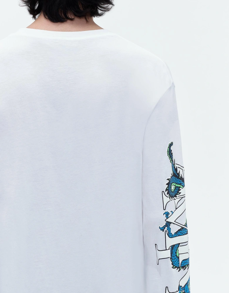 CNY Dragon Printed Long Sleeve T-Shirt in White
