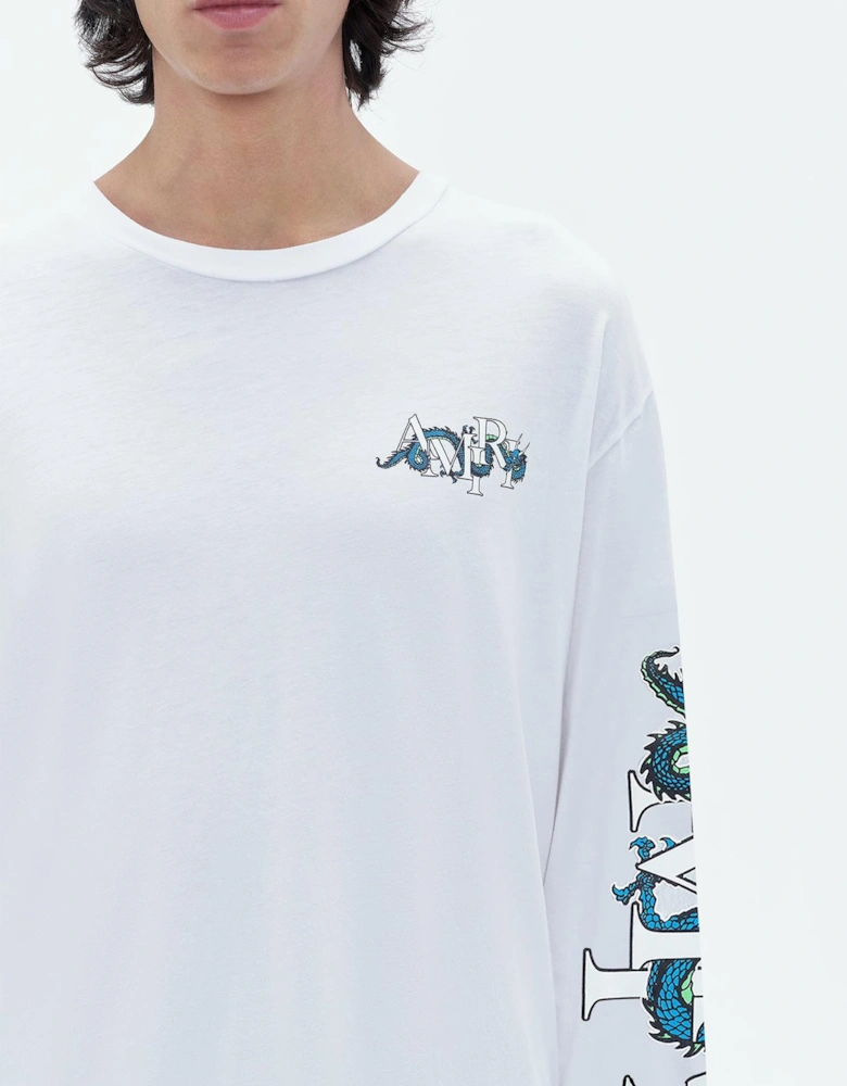 CNY Dragon Printed Long Sleeve T-Shirt in White