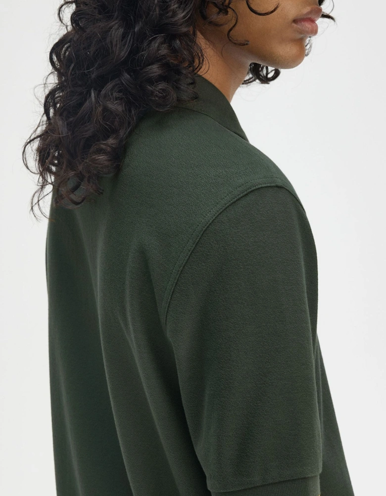 M9886 Crepe Pique Zip Neck Shirt - Court Green